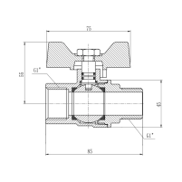Кран кульовий Thermo Alliance Forte 1" ВЗ для газа (метелик) SF607G25 - 1 фото