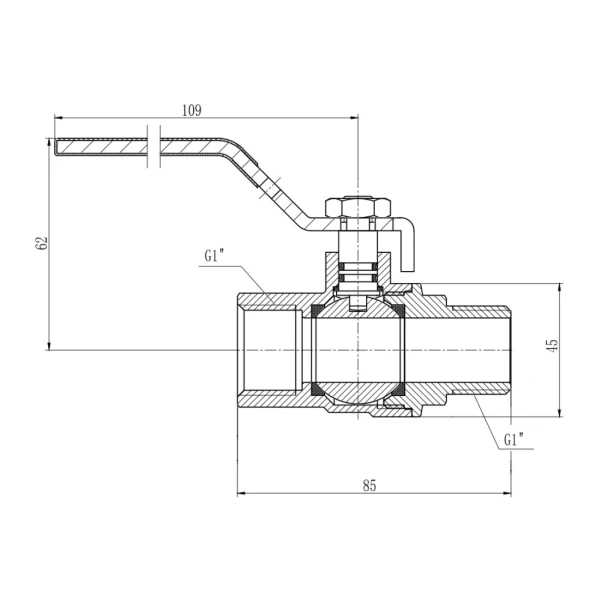 Кран шаровой Thermo Alliance Forte 1" ВН для газа (ручка) SF605G25 - 1 фото