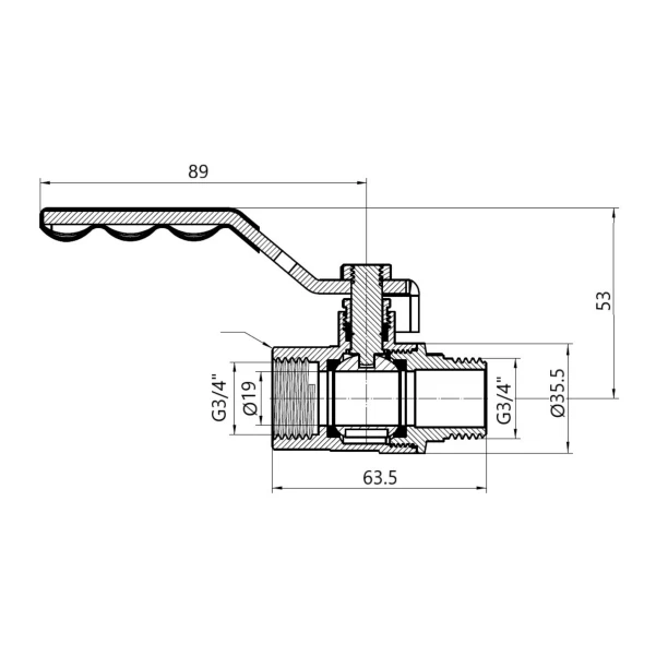 Кран кульовий Thermo Alliance Standart 3/4" ВЗ для газу (важіль) SD605NG20PN40 - 1 фото