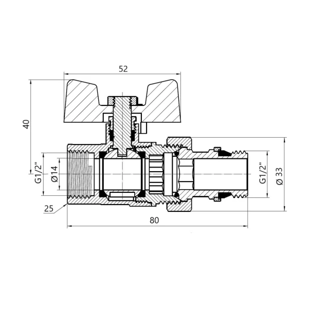 Кран Американка Thermo Alliance Standart с антипротечкой 1/2 PN40 конус   SD900NW15PN40 - 1 фото