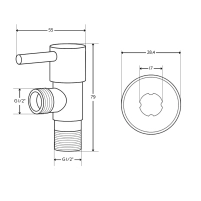 Кран угловой Thermo Alliance Standart (ручка палочка) с керам.буксой 1/2"Н х 1/2"Н SF343W1515 - 1 фото