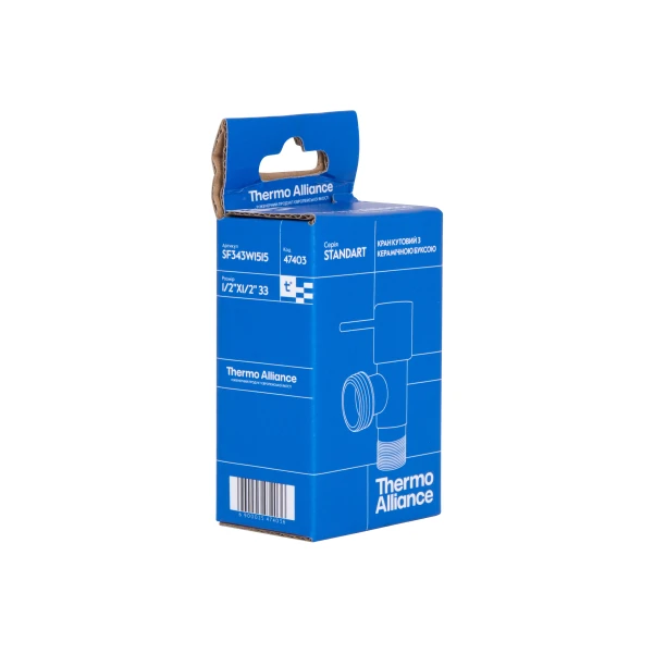 Кран угловой Thermo Alliance Standart (ручка палочка) с керам.буксой 1/2"Н х 1/2"Н SF343W1515 - 7 фото