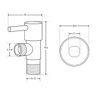 Кран кутовий Thermo Alliance Standart (ручка паличка) з керам.буксою 1/2"Н х 3/4"Н SF343W1520 - 1 фото