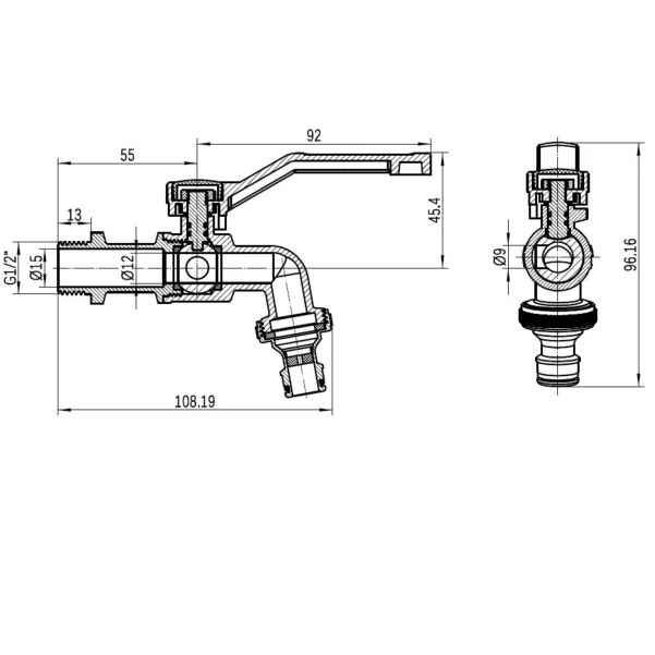 Кран кульовий для поливу Thermo Alliance Forte 1/2"З незамерзаючий TAF141W15 - 1 фото