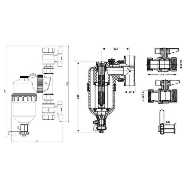 Фільтр-дешламатор Thermo Alliance Forte 3/4", поворотний (магнітний шламоуловлювач) TAF400G20 - 1 фото