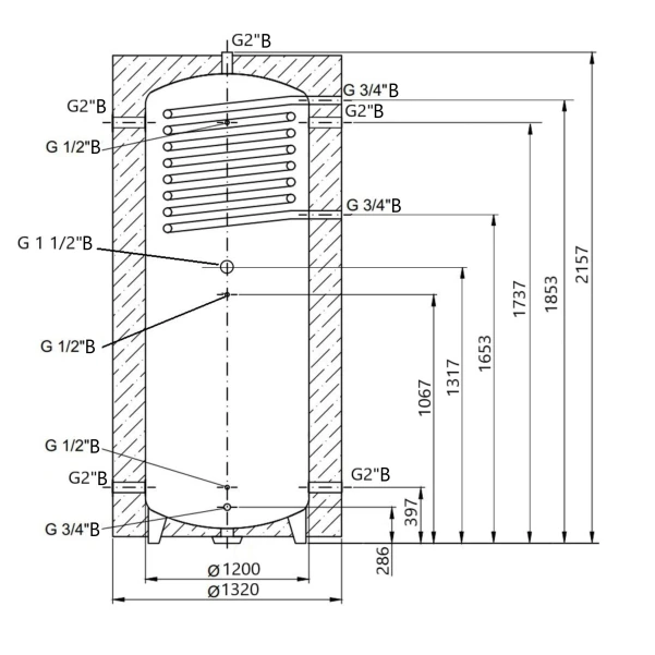 Теплоакумулятор Thermo Alliance TAI-10 2000 з теплообмінником 1,4 кв. м з ізоляцією 60 мм - 1 фото