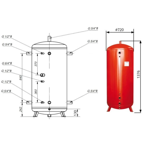 Теплоакумулятор Thermo Alliance TA-ТАМ-00 300 без ізоляції - 1 фото