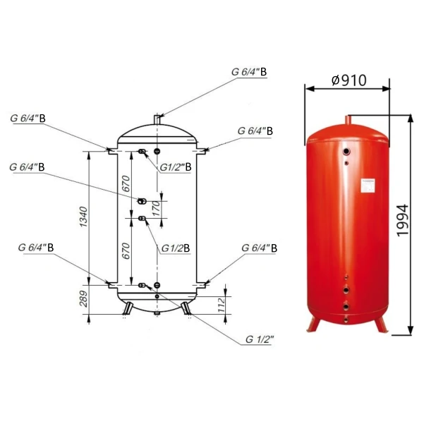 Теплоакумулятор Thermo Alliance TA-ТАМ-00 1000 без ізоляції - 1 фото