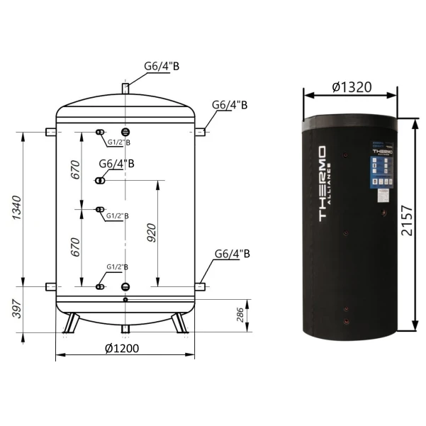 Теплоаккумулятор Thermo Alliance TA-ТАМ-00 2000 60 мм - 1 фото