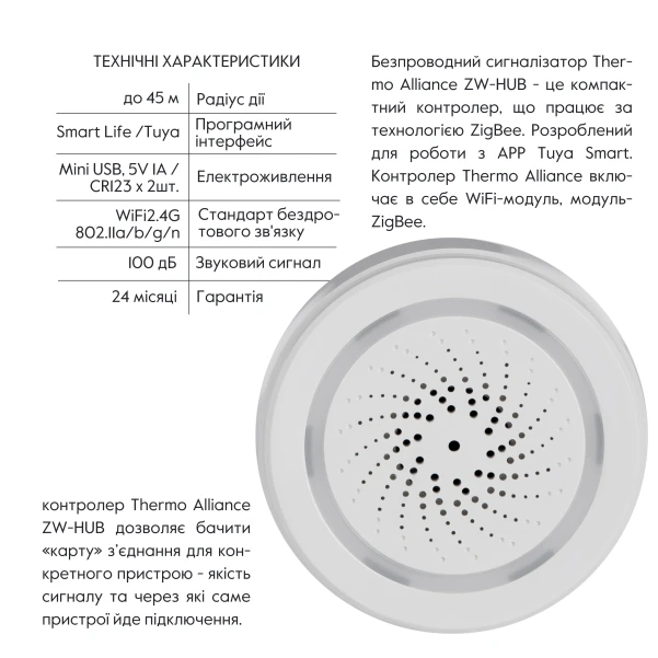 Thermo Alliance Бездротовий сигналізатор з WiFi WF-SLA - 1 фото