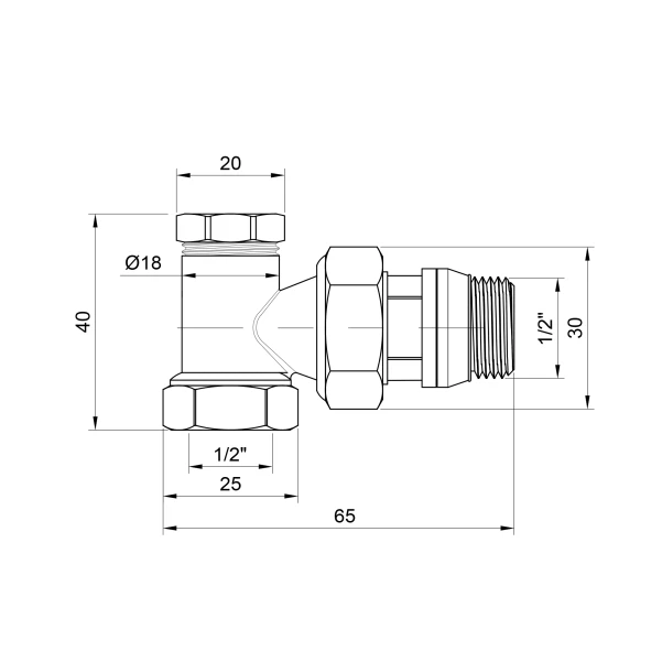 Кран радиаторный Thermo Alliance Base 1/2" ВН с антипротечкой угловой SD229W15 - 1 фото