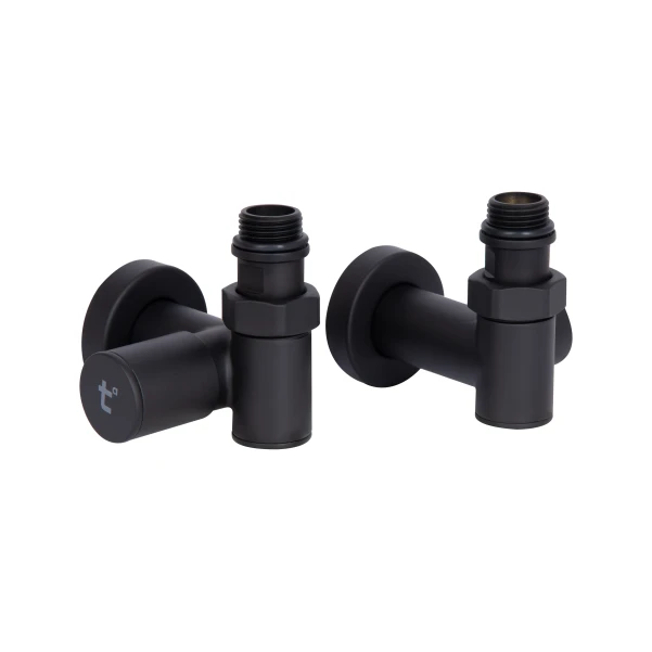Комплект кранів Thermo Alliance Standart 1/2" чорний, для рушникосушарки кутовий SF395W15HEB - 2 фото