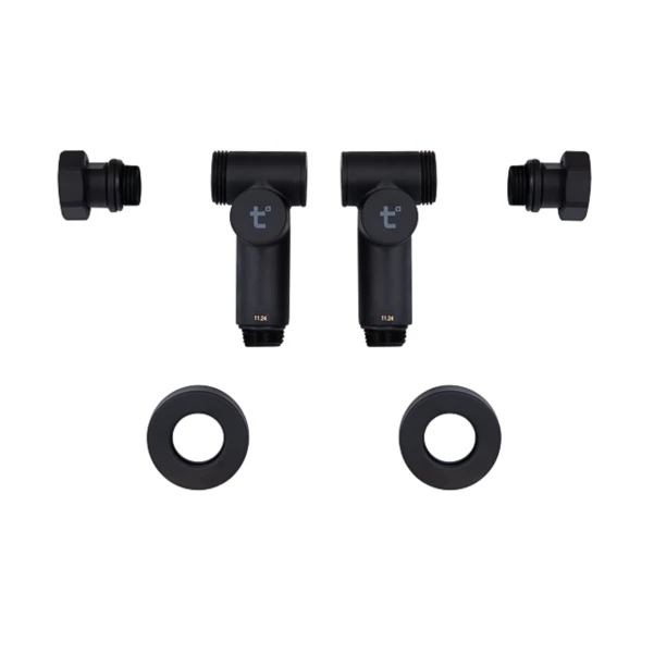 Комплект кранів Thermo Alliance Standart 1/2" чорний, для рушникосушарки кутовий SF395W15HEB - 4 фото