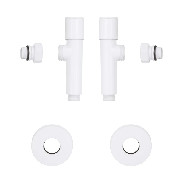 Комплект кранов Thermo Alliance Standart 1/2" Н для полотенцесушителя угловой белый SF395W15W - 4 фото