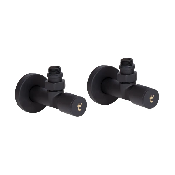 Комплект кранов Thermo Alliance Standart 1/2" Н для полотенцесушителя угловой черный SF395W15B - 2 фото