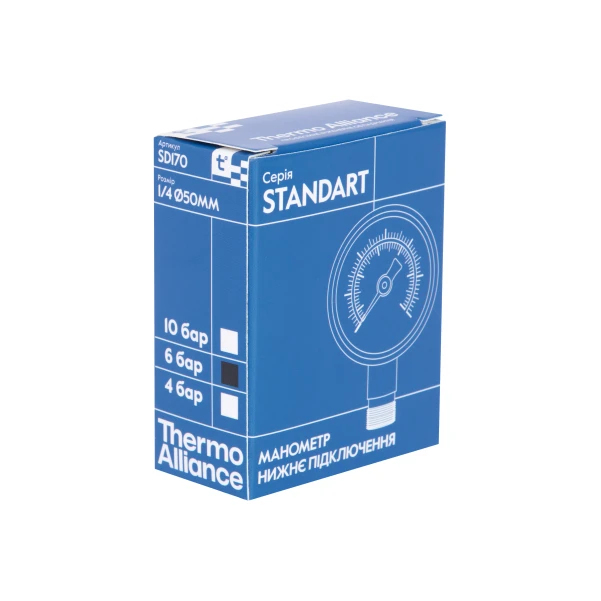 Манометр Thermo Alliance Standart 50 мм 1/4", нижнє підмикання SD1706B - 6 фото