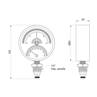 Термоманометр Thermo Alliance Standart 80 мм 1/2", нижнее подключение SD1724B - 1 фото