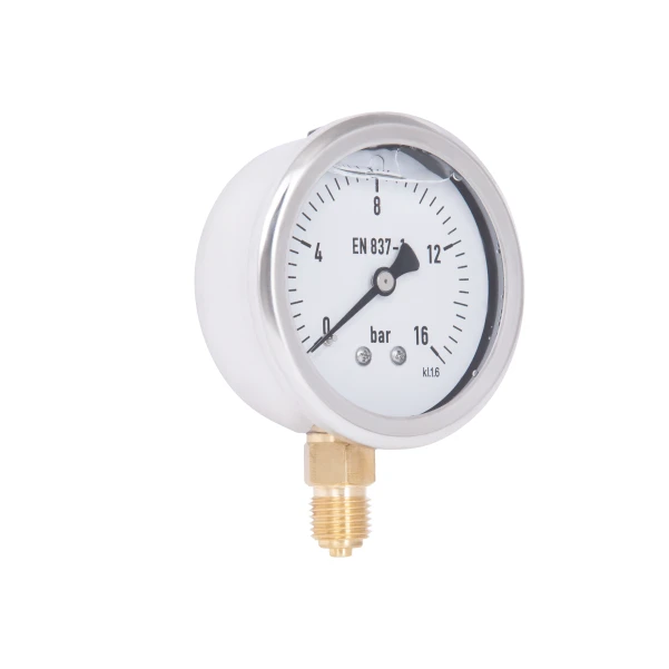 Манометр глицериновый Thermo Alliance Forte d63 мм, 1/4"Н с нижним подключением (латунь) 0–16 бар TAF170G16B - 3 фото