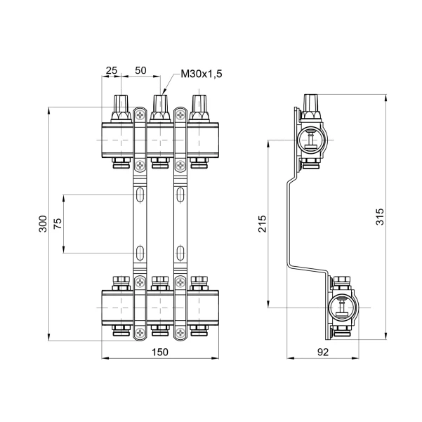 Колектор Thermo Alliance Forte 1" 3 виходи SF002W3 - 1 фото