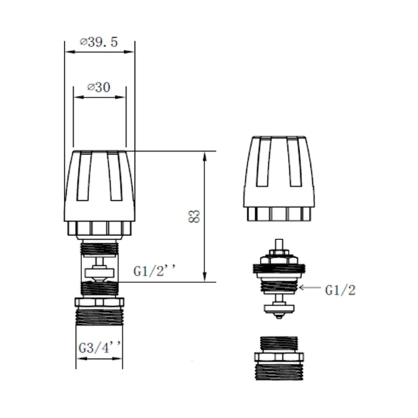 Кран термостатичний Thermo Alliance Standart 1/2"х3/4" з ручкой для колектора SFE009 - 1 фото
