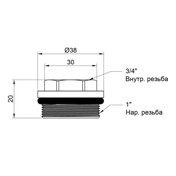 Футорка для коллектора Thermo Alliance Standart 1"х3/4" ВН SD35420 - 1 фото