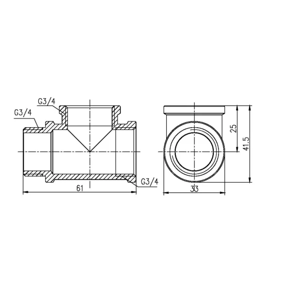 Тройник Thermo Alliance Forte 3/4" ВВН SF36320 - 1 фото