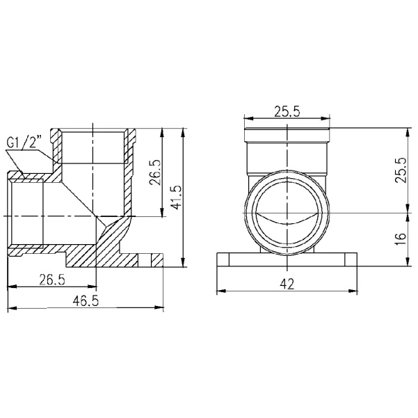 Уголок настенный Thermo Alliance Forte 1/2" ВВ SF37115 - 1 фото