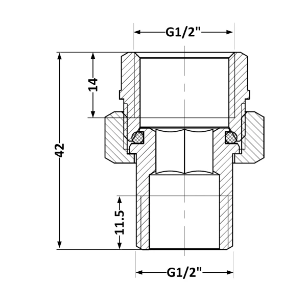 Сгон-американка Thermo Alliance Base 1/2"ВН никель, прямой SD190W15 - 1 фото