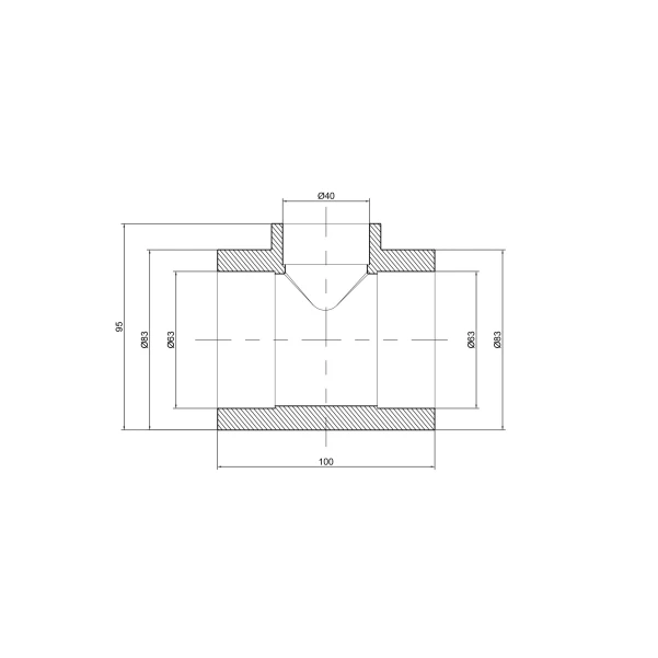 Тройник PPR Thermo Alliance 63х40х63 - 1 фото