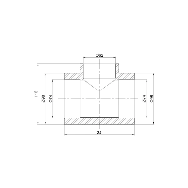 Тройник PPR Thermo Alliance 75х63х75 - 1 фото
