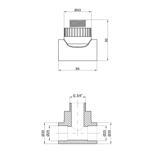 Трійник PPR Thermo Alliance 25х3/4"х25 ЗР - 1 фото