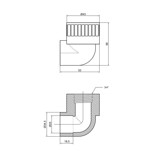 Уголок PPR Thermo Alliance 25х3/4" ВР - 1 фото
