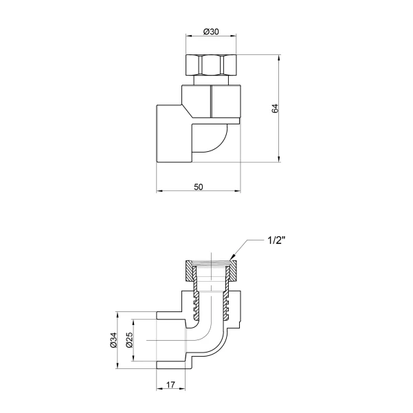 Уголок PPR Thermo Alliance с накидной гайкой 25х3/4" ВР - 1 фото