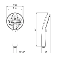 Лейка для ручного душа Lidz Niagara 32 120 мм округлая LDNIA32GRP48536 Graphite - 1 фото