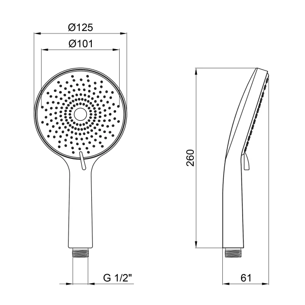 Лейка для ручного душа Lidz Niagara 32 120 мм округлая LDNIA32GRP48536 Graphite - 1 фото
