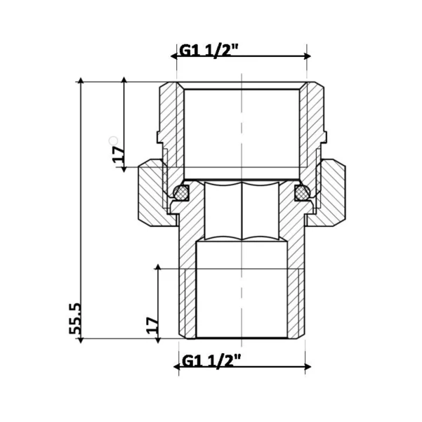 Згін-американка Thermo Alliance Standart 1 1/2"ВЗ нікель, прямий TAS190W40 - 1 фото