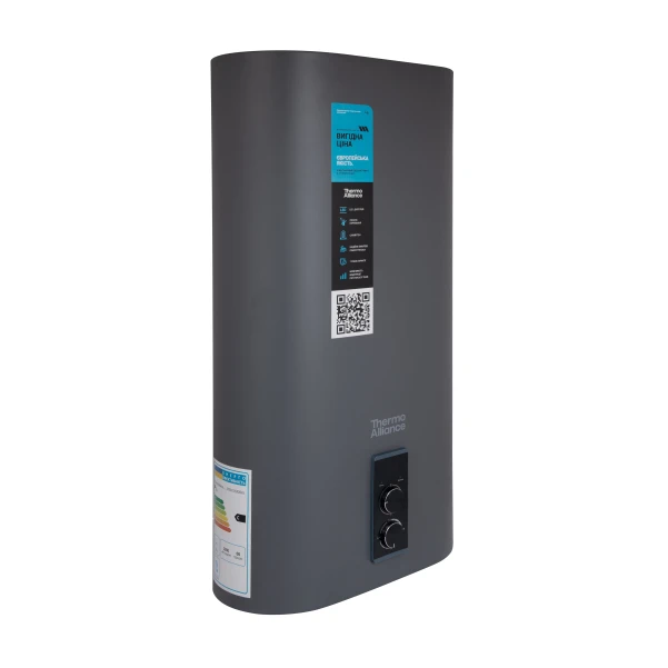 Водонагреватель электрический Thermo Alliance 50 л, Grey, плоский вертикальный, сухой ТЭН 2 кВт (0,8+1,2) DT50V20GPDD2G - 2 фото
