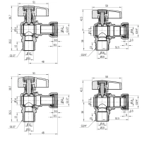 Комплект угловой кранов Thermo Alliance Standart  1/2"ВН -3/4"ВН с накидной гайкой  для подключенние котла TAS225RBW1520 - 1 фото