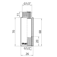Thermo Alliance Forte Подовжувач хромований 1/2"ВЗ 70 мм TAF1301570 - 1 фото