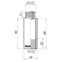Thermo Alliance Forte Удлинитель хромированный 1/2"ВН 90 мм TAF1301590 - 1 фото