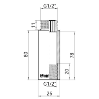 Thermo Alliance Forte Подовжувач хромований 1/2"ВЗ 80 мм TAF1301580 - 1 фото