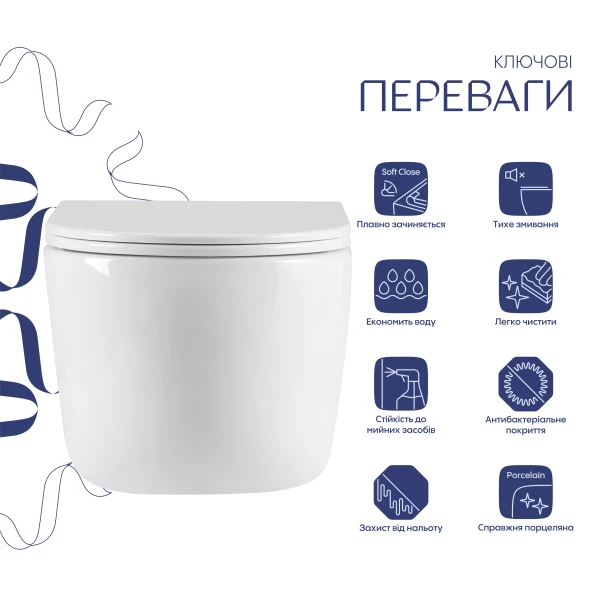Унитаз подвесной Qtap Taurus Ultra Quiet 515×360×350 мм, White, с сиденьем Slim Duroplast / Soft-close / Quick Release QTTAU26W49116 - 2 фото