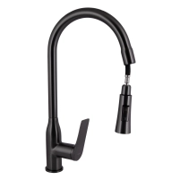 Смеситель для кухни Qtap Vlasta New с выдвижным изливом QTVLA344GMB45647 Gunmetal Black PVD - 2 фото