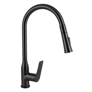 Смеситель для кухни Qtap Vlasta New с выдвижным изливом QTVLA344GMB45647 Gunmetal Black PVD
