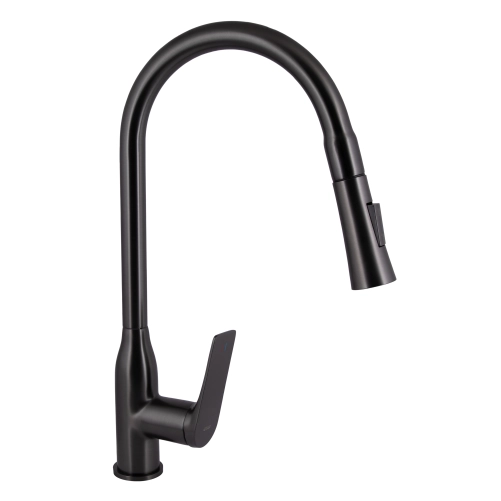Смеситель для кухни Qtap Vlasta New с выдвижным изливом QTVLA344GMB45647 Gunmetal Black PVD