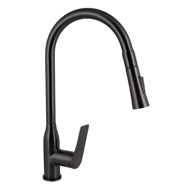 Смеситель для кухни Qtap Vlasta New с выдвижным изливом QTVLA344GMB45647 Gunmetal Black PVD