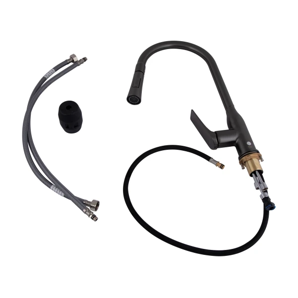 Смеситель для кухни Qtap Vlasta New с выдвижным изливом QTVLA344GMB45647 Gunmetal Black PVD - 4 фото