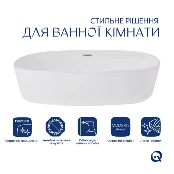 Комплект Qtap Scorpio: Раковина накладна овальна 500x380x120 мм White + Донний клапан PU02 - 2 фото