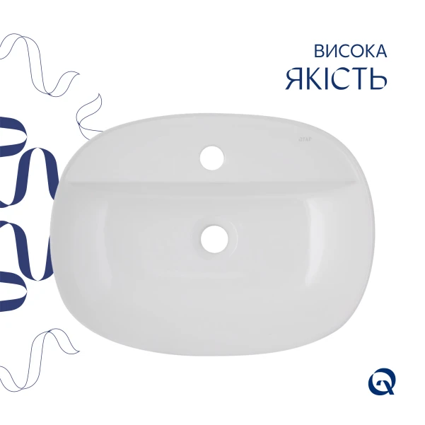 Комплект Qtap Scorpio: Раковина накладна овальна 500x380x120 мм White + Донний клапан PU02 - 3 фото