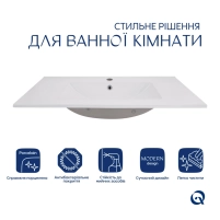 Комплект Albatross: Раковина врізна меблева 820x460x180 мм, White, прямокутна + Донний клапан Pop-up PU02O - 2 фото